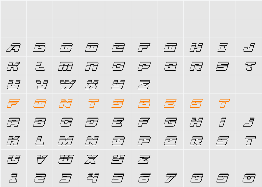 Aircruiser Platinum Italic Character Map