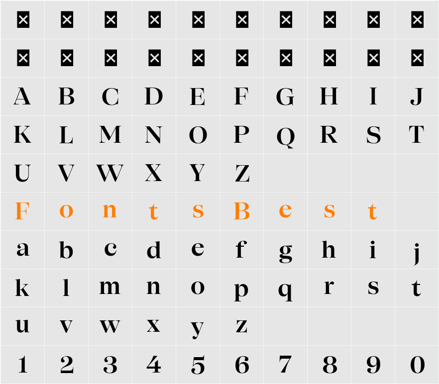 SFT Schrifted Serif TRIAL D D DemiBd Character Map