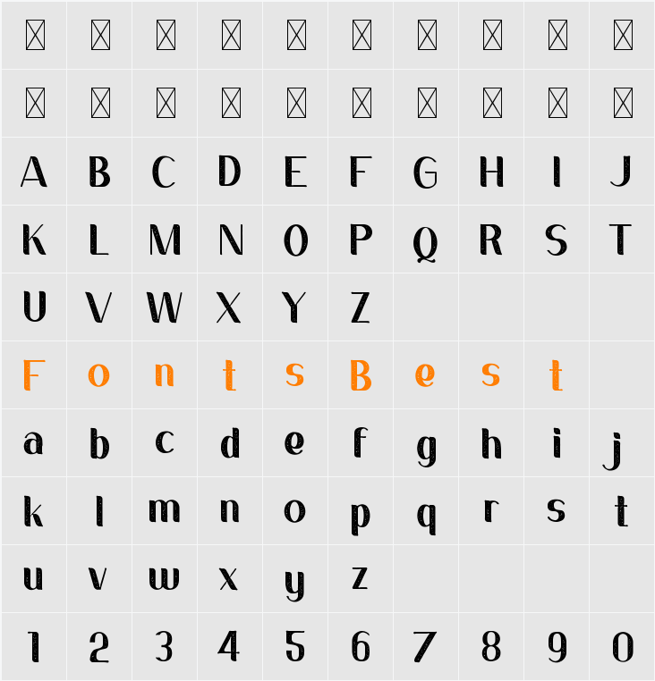 Sans Fierro Texture Character Map