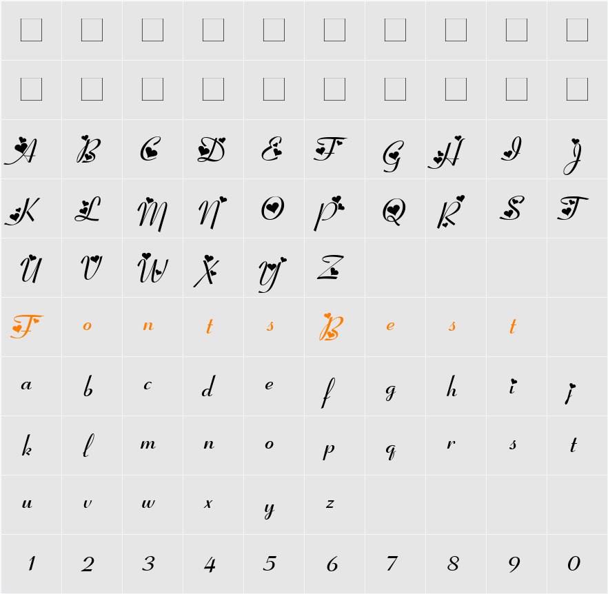 Fiolex Girls Character Map
