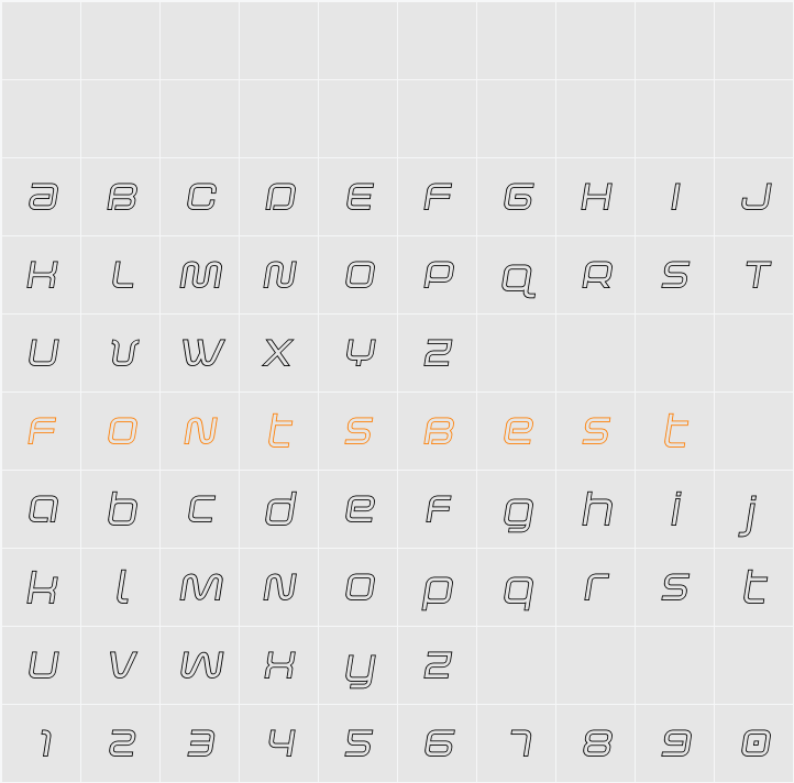 Fox on the Go Outline SemiItal Character Map