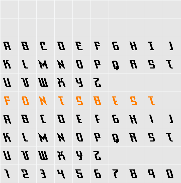 Warriatron Super-Leftalic Character Map