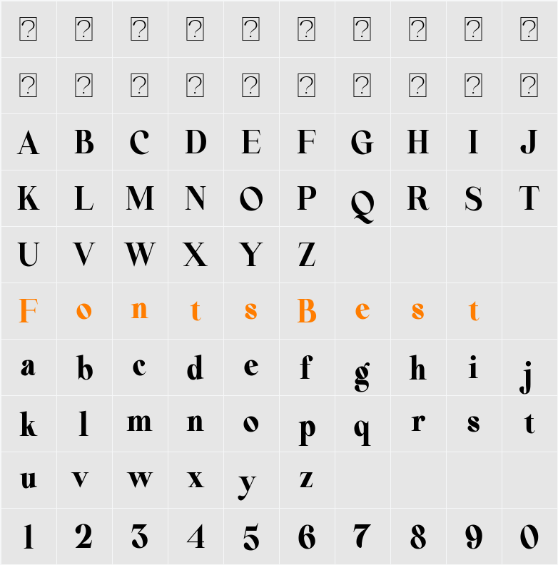 Beautiful Comethrue Heavy Condensed Character Map