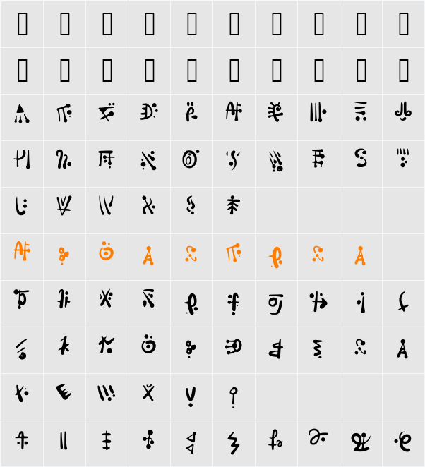 Alien_Hieroglyph Character Map