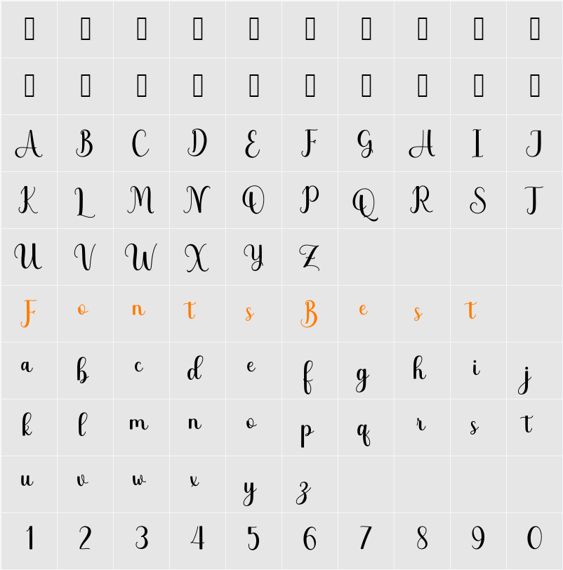 Darley_DEMO Character Map