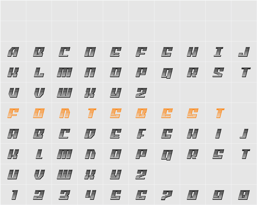 American Grain Chrome Italic Character Map