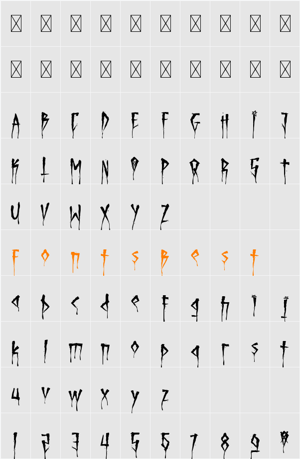 Brutal Brushstrokes Six Character Map