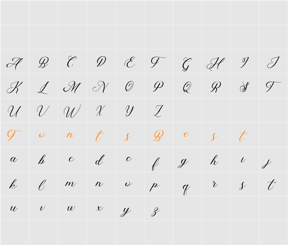 Abundant Script DEMO Character Map