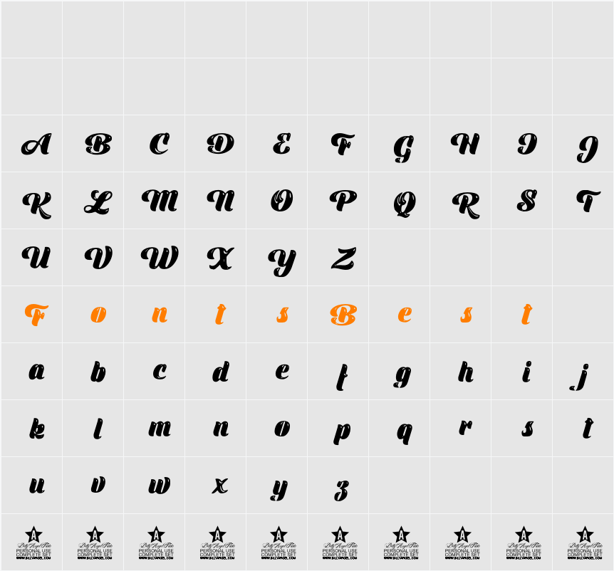 Air Travelers Personal Use Character Map