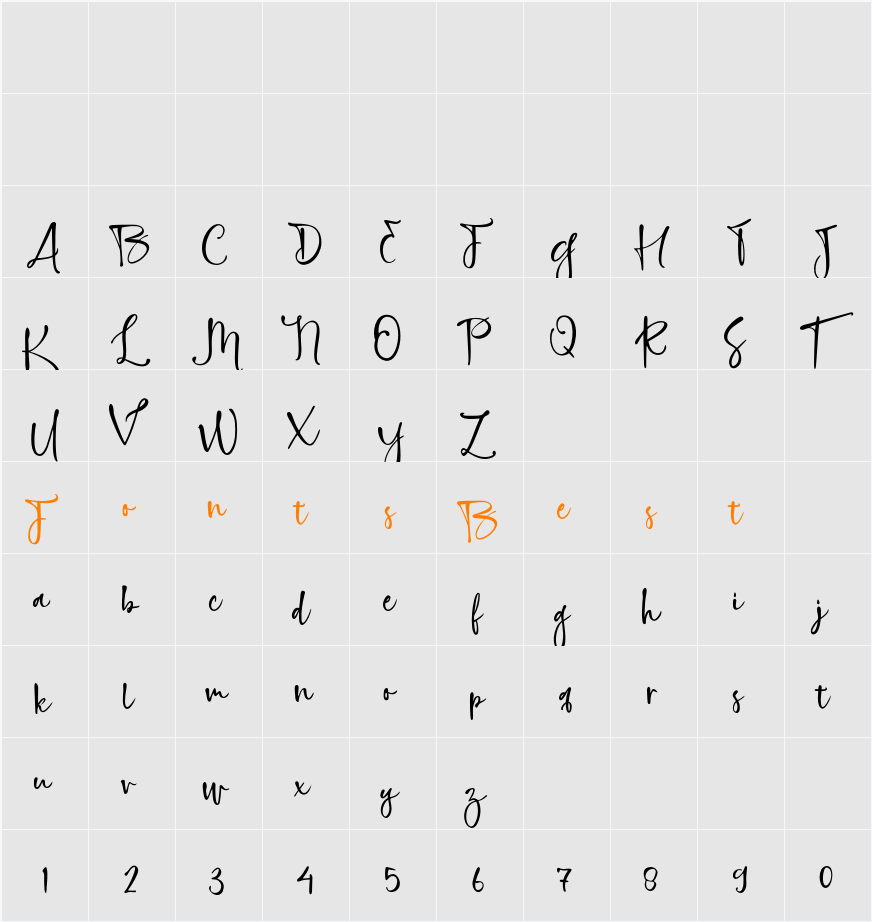 Highland Script Character Map