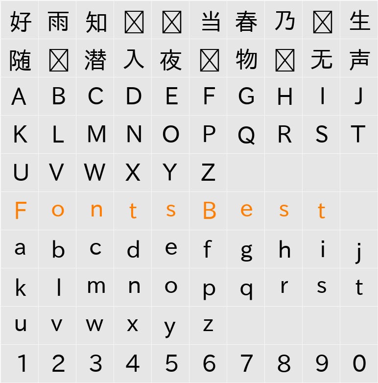 IPAexゴシック Character Map