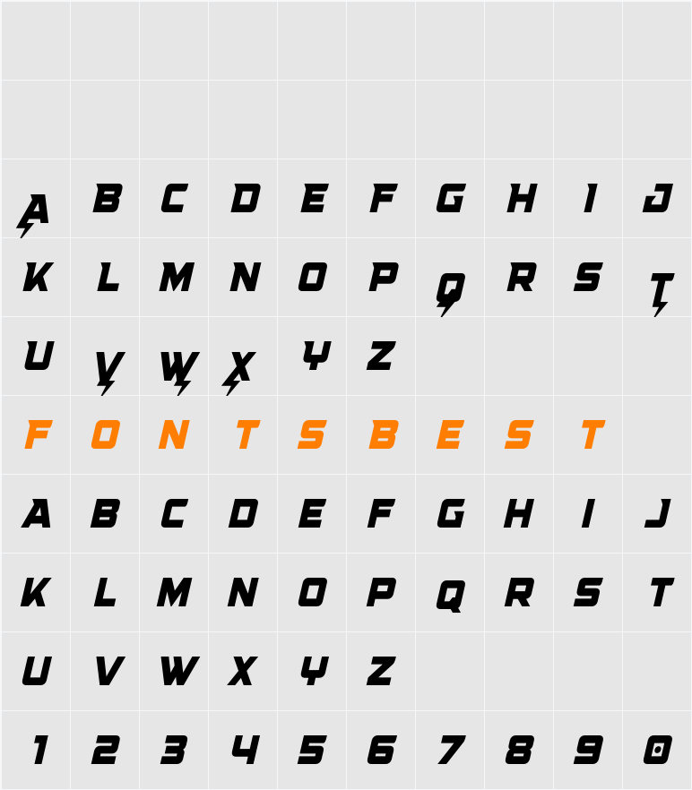 Supercharge Condensed Character Map