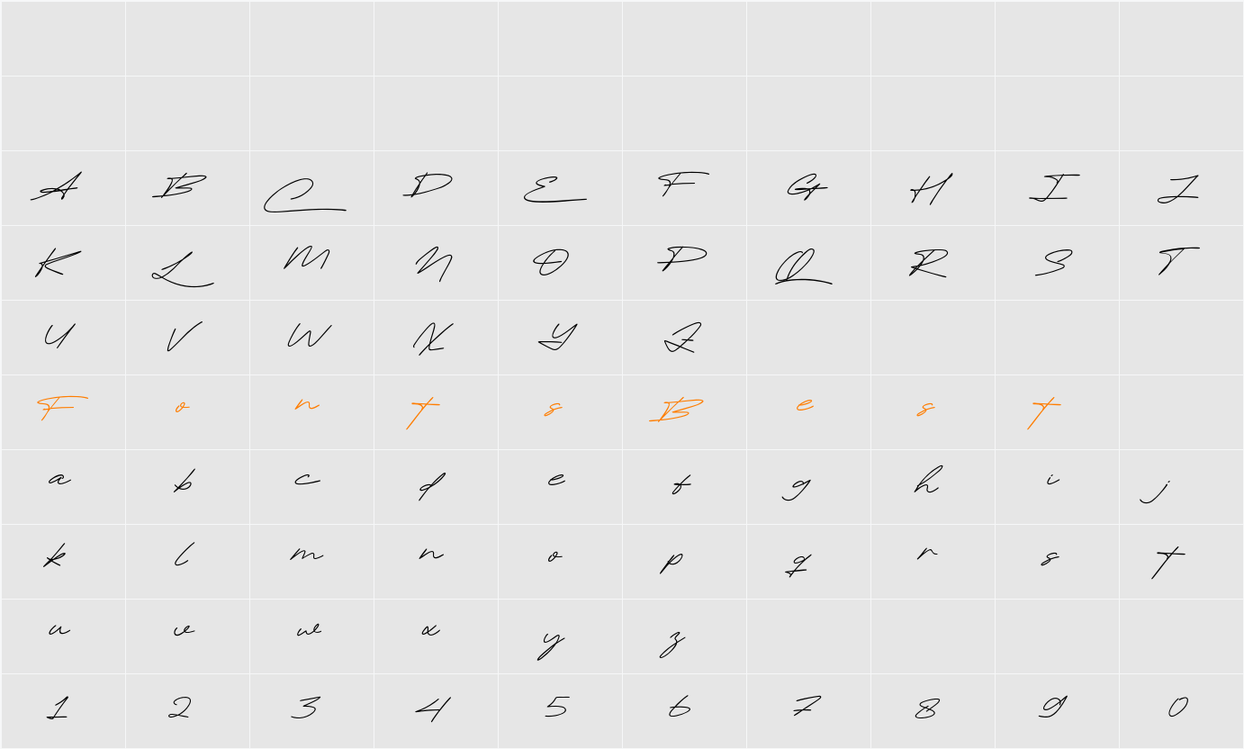 Callheart Character Map