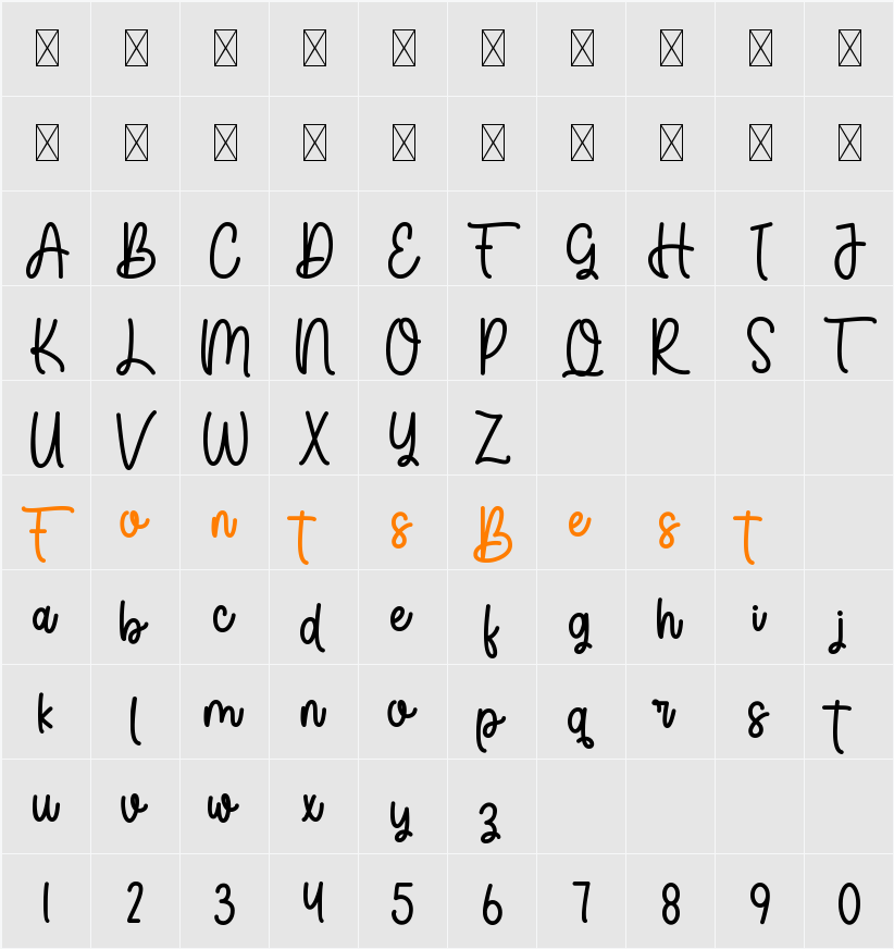 Always Monoline Character Map