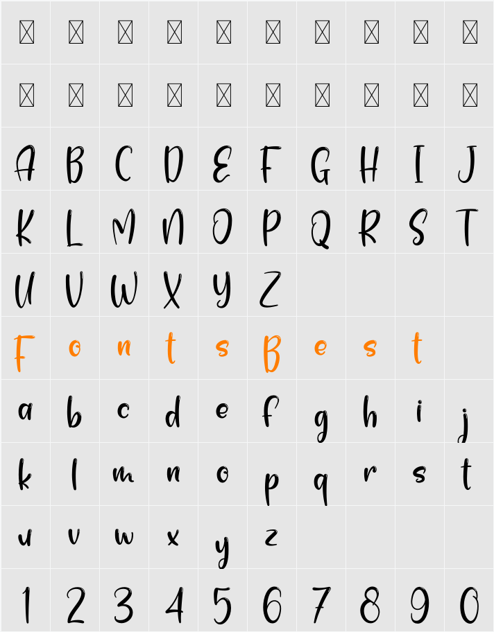 Summer Shine Character Map