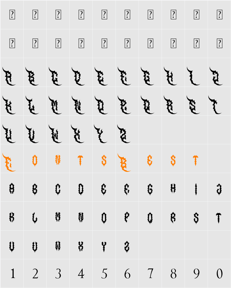 Crush Metal Character Map