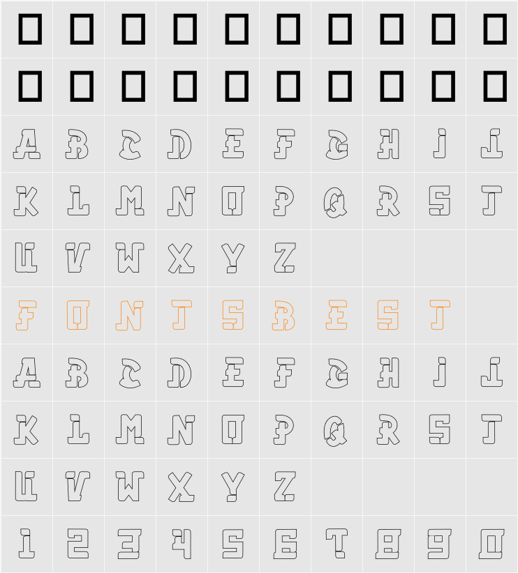 Astro Volta Outline Character Map