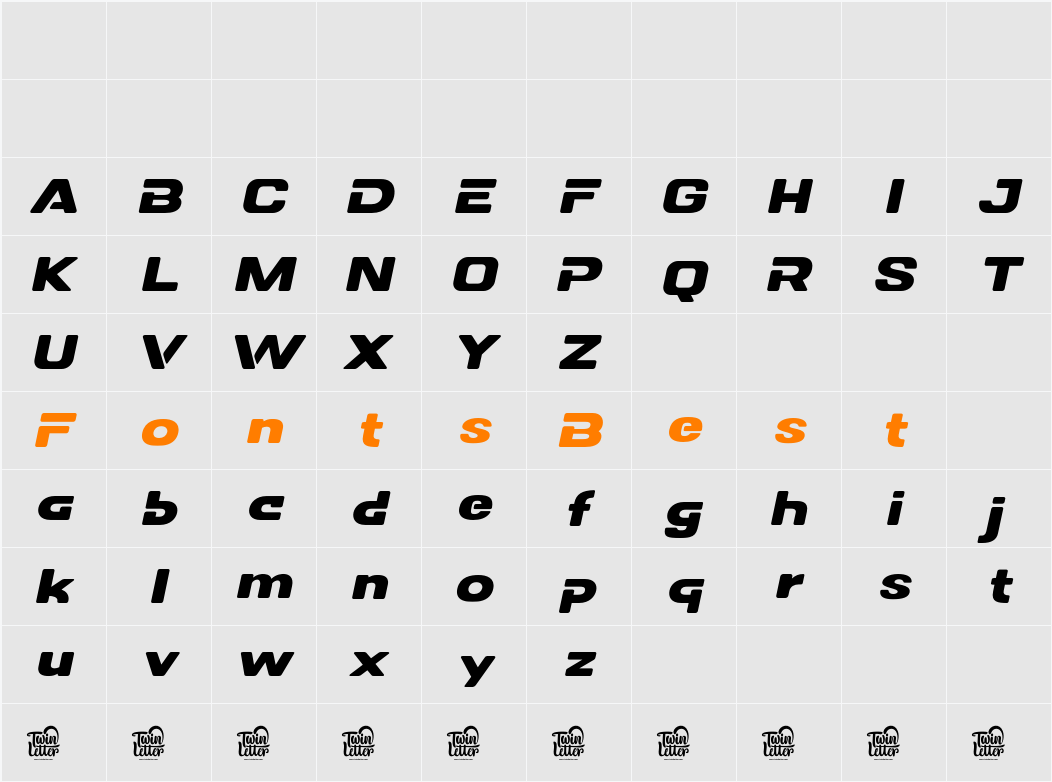 DOVENS Slant Character Map