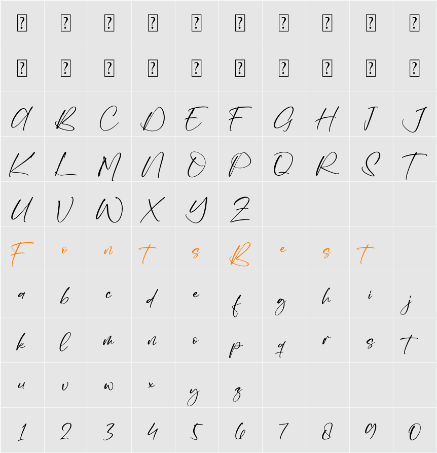 Quellany Character Map