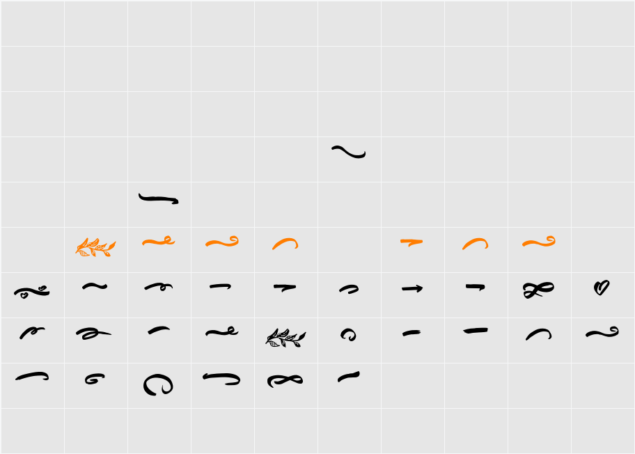Ink Blank Extras Character Map