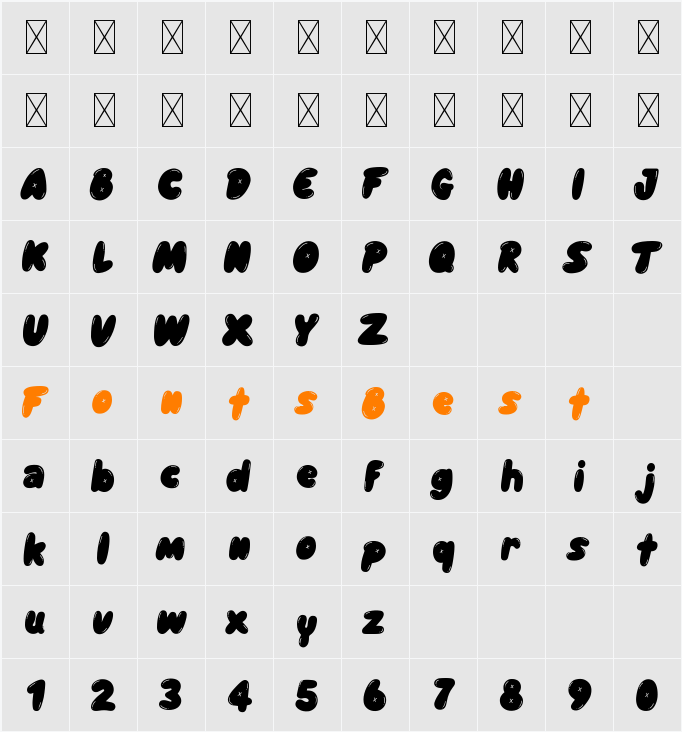 Blopy Font Character Map