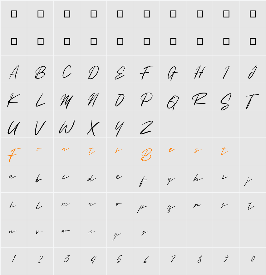 Bahttra_Signature Character Map