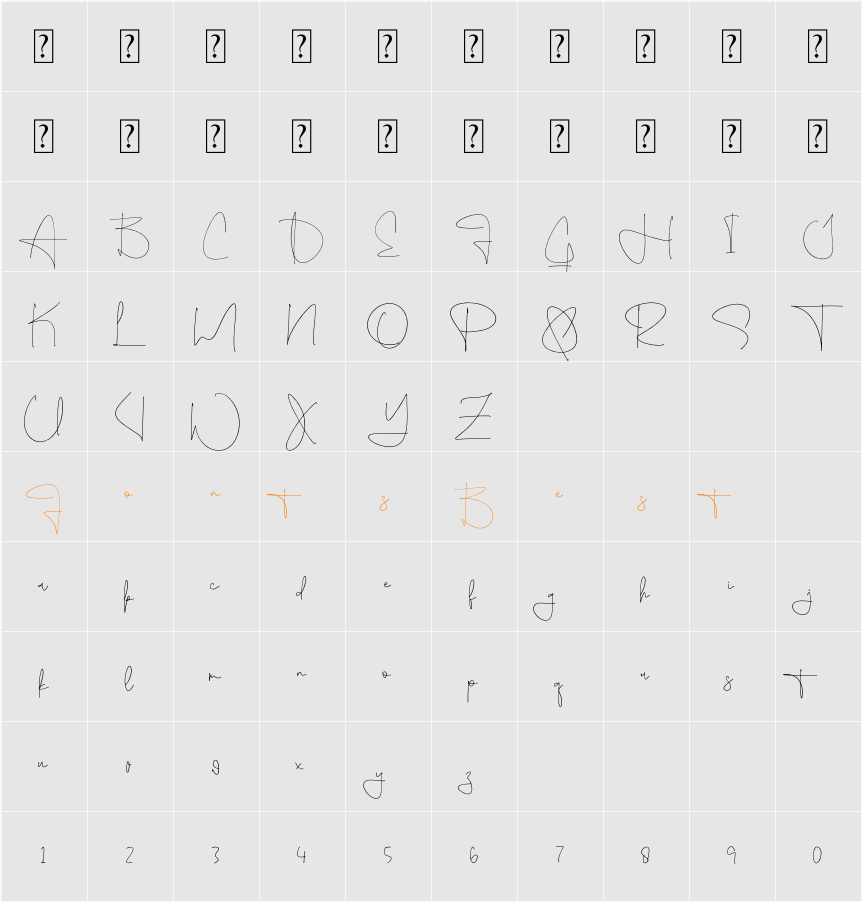 Restonasi Character Map