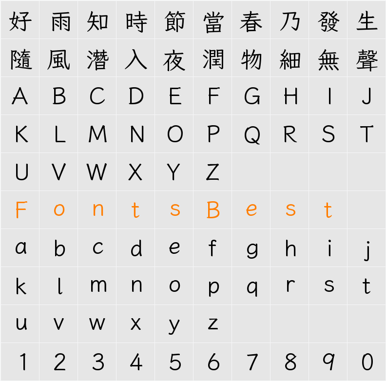 風楷 Character Map