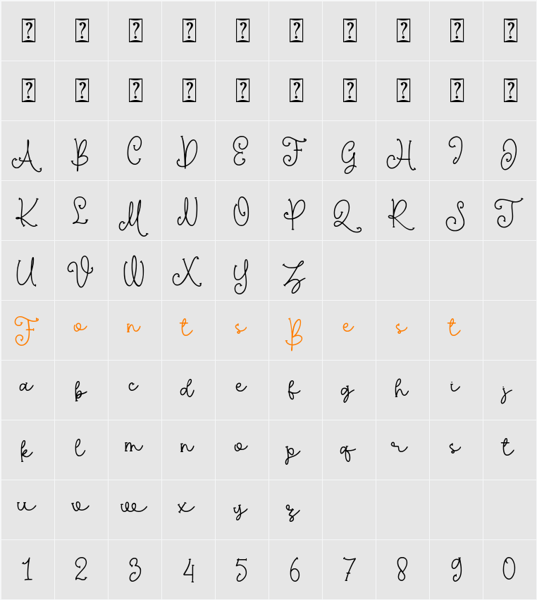 Michela Austin Serif Character Map