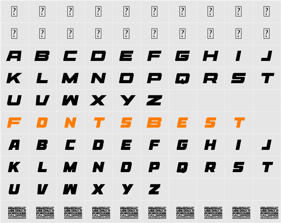 Racing Sport Display Character Map
