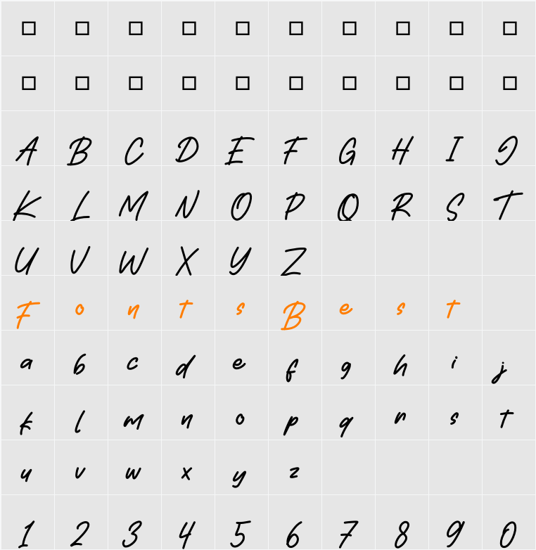 Golstyno Character Map