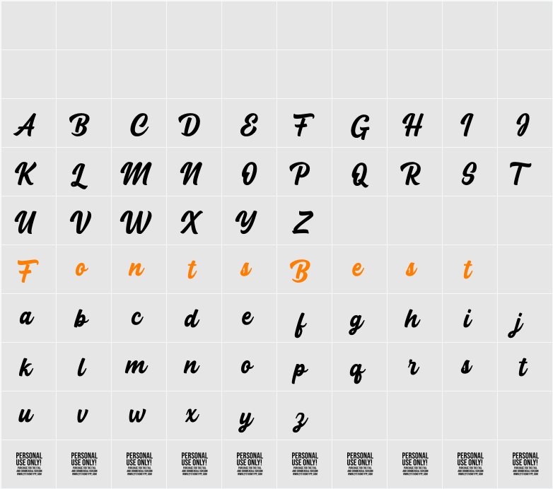 Cream Cake Bold - Personal Use Character Map