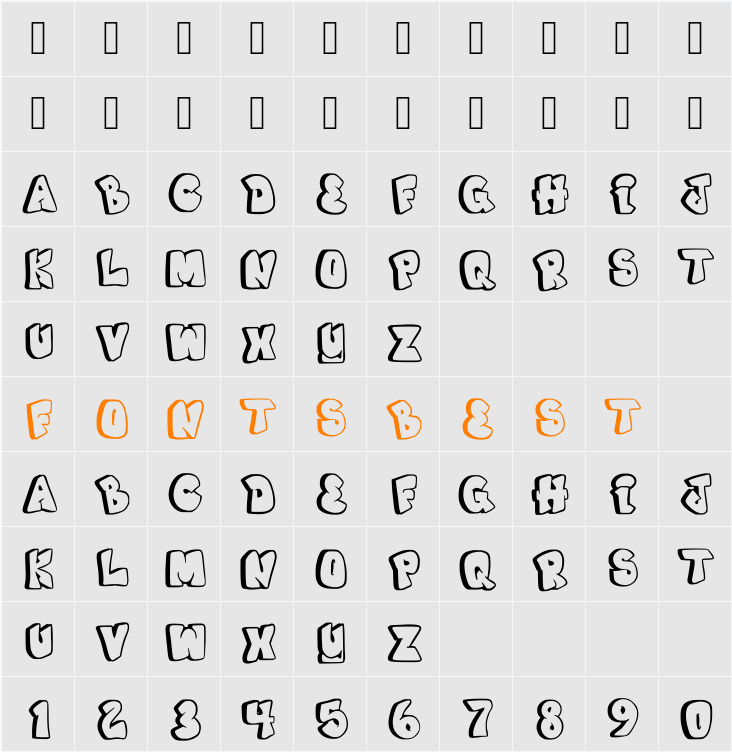Dugffiti Character Map