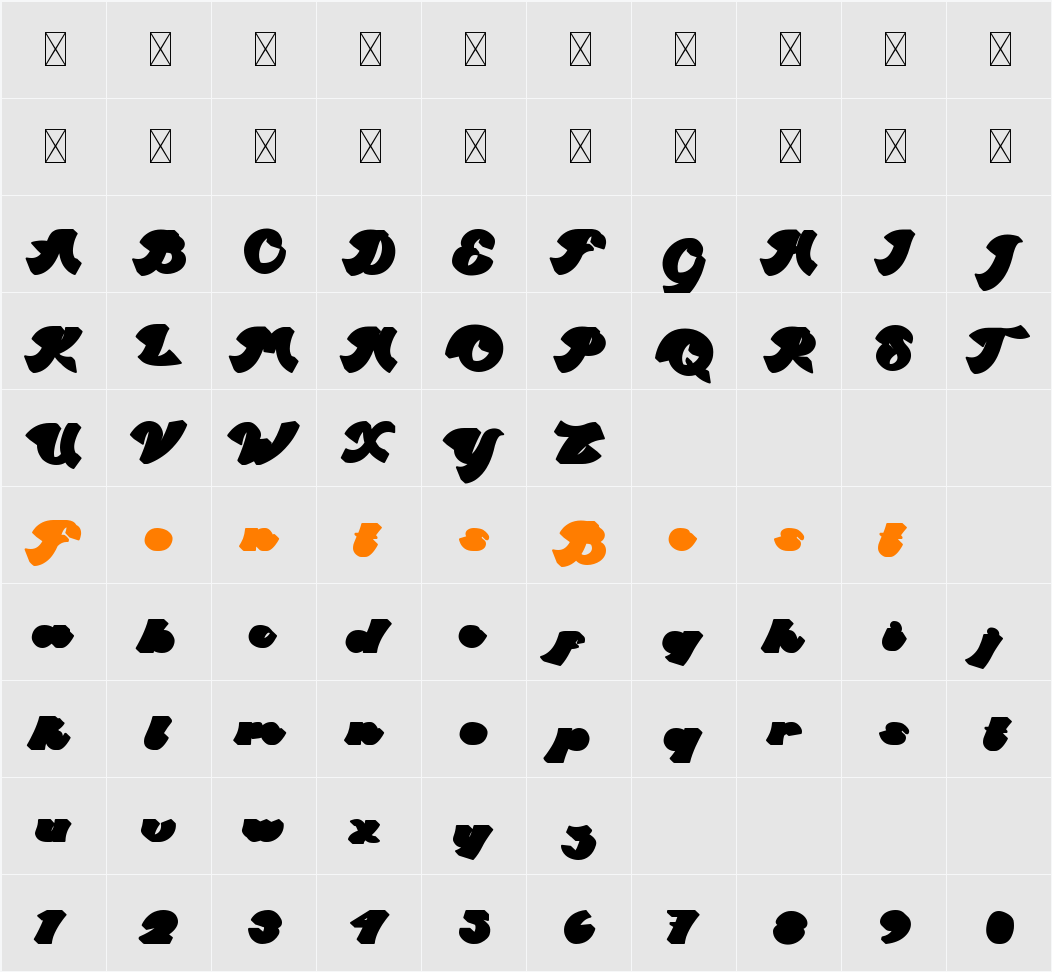 Kasabina Shadow Character Map