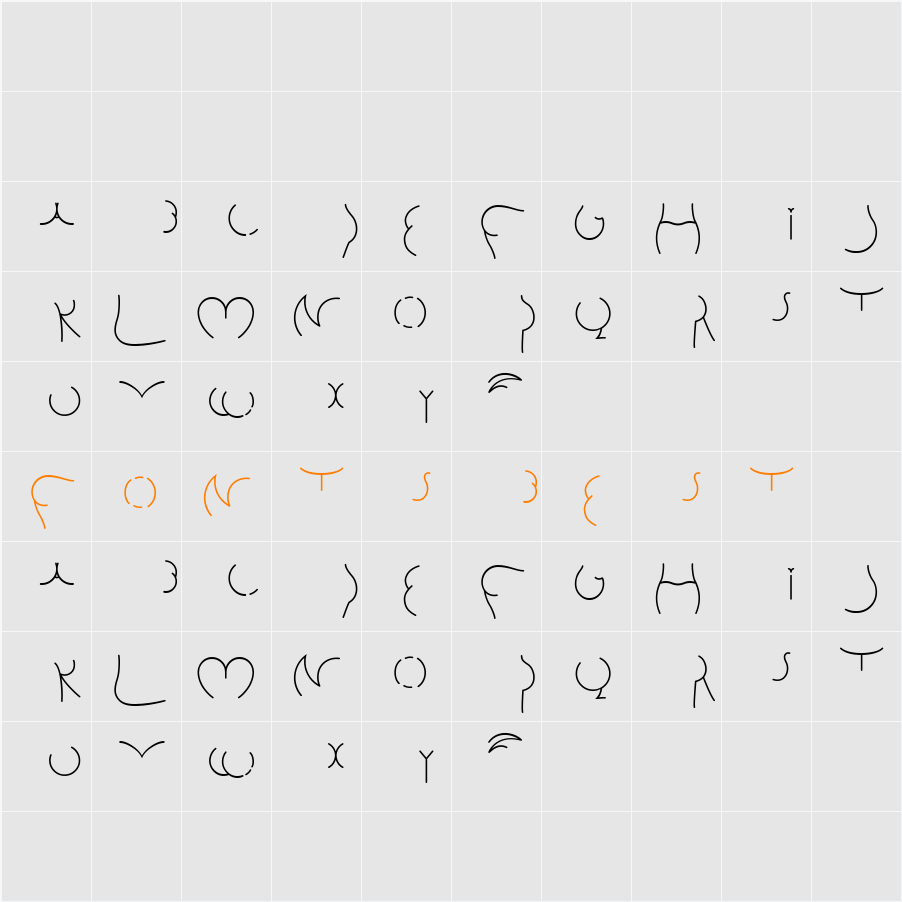 Alphabutt Letters A Character Map