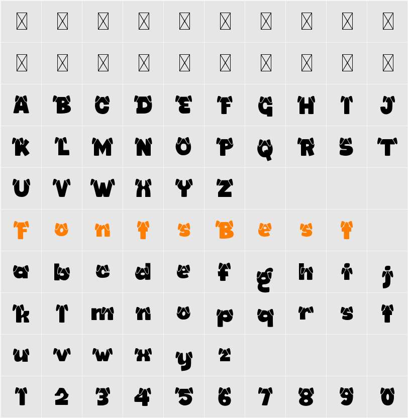 Bark Type Dog Ear 2 Character Map