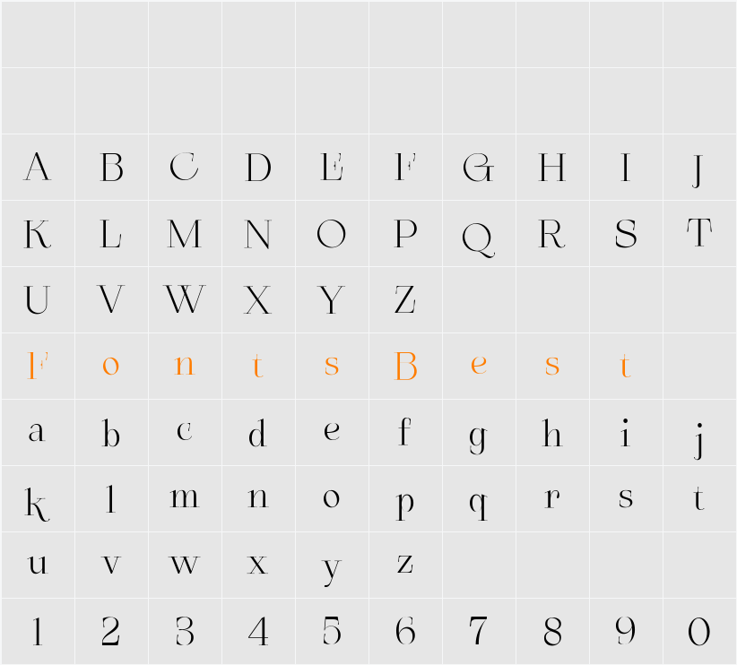 Seranide Free Trial Character Map