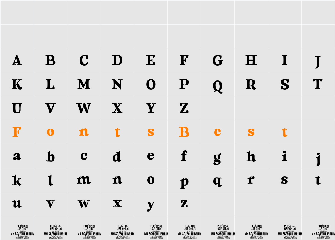 Equilibrium Serif PERSONAL USE Character Map