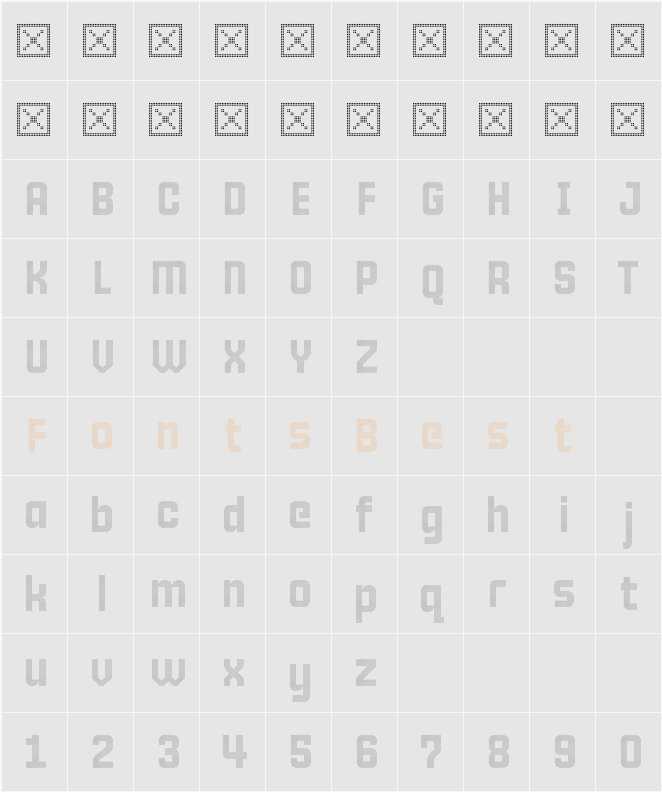 10 Pixel Thin Character Map