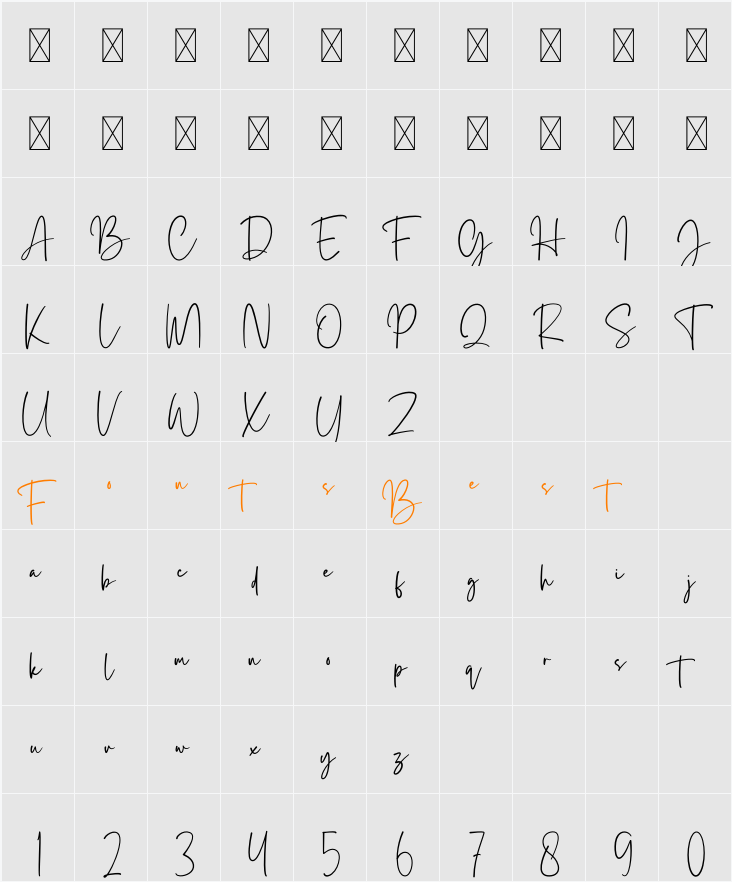 Bellysta Character Map