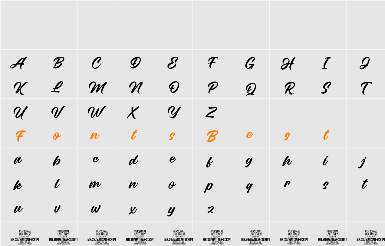 Matisan Script Alt PERSONAL Character Map