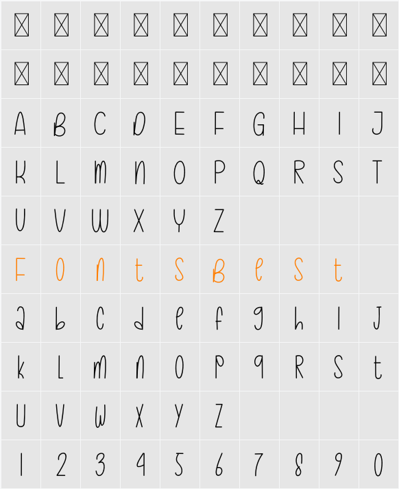 Simple Handwriting Character Map