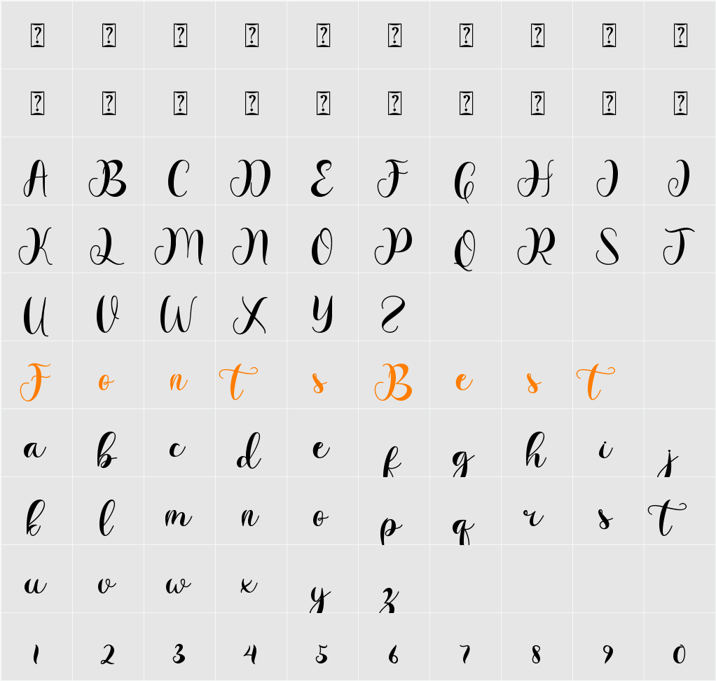 Vacation Monogram Character Map