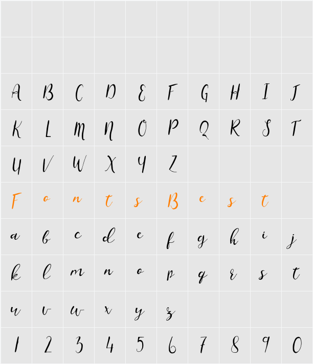 Charissa Script Character Map