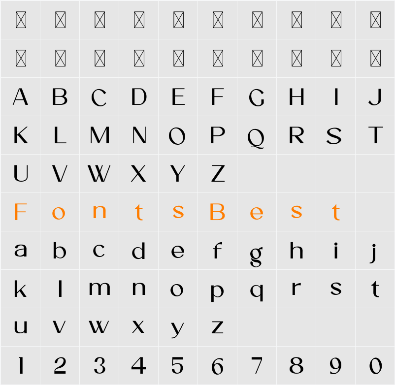 Glorien Sans Serif Character Map