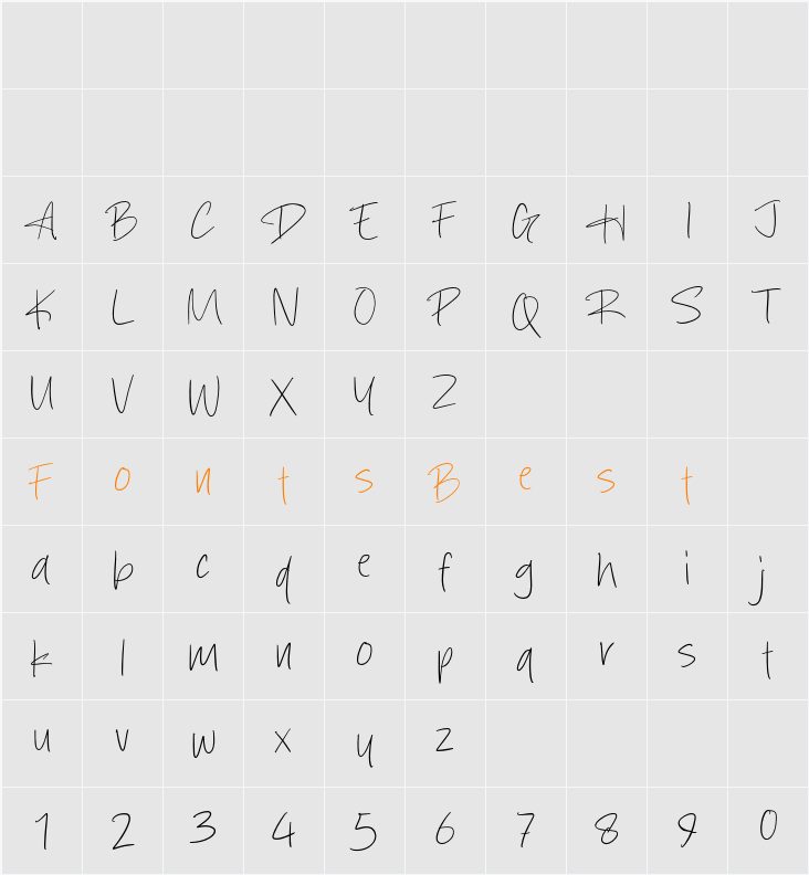 Austra Down Character Map