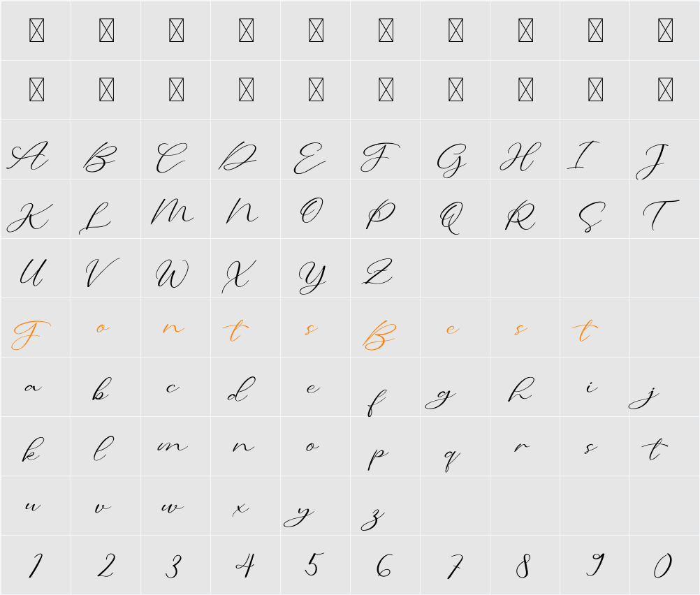 Calligraphy Character Map