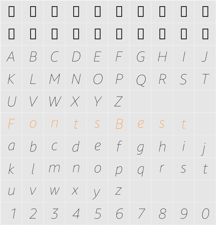 Amazon Ember Thin Character Map