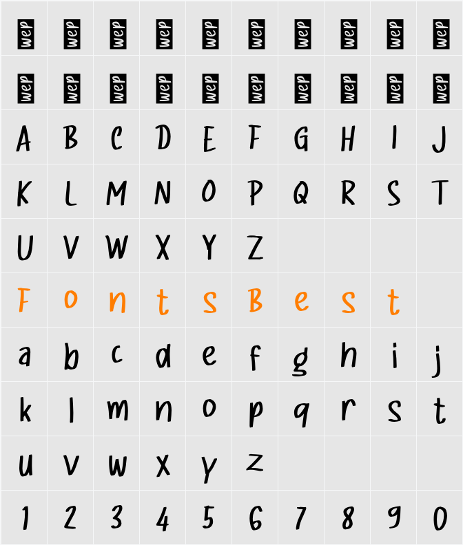 K Kiloan Character Map