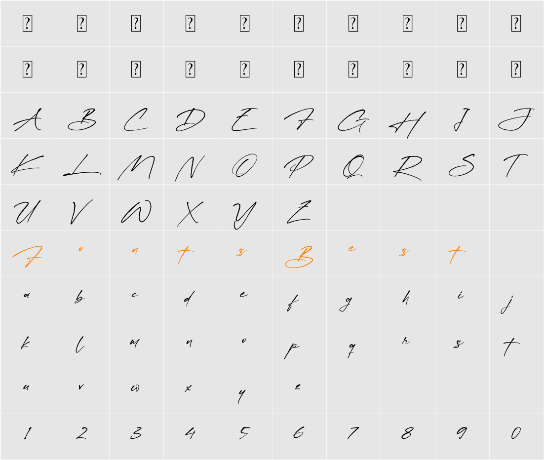 Grenttimes Character Map